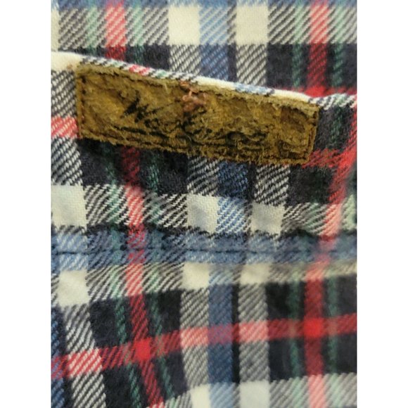 Woolrich Button‎ Down Flannel Shirt Men's Large Red White Blue Plaid - Picture 4 of 6